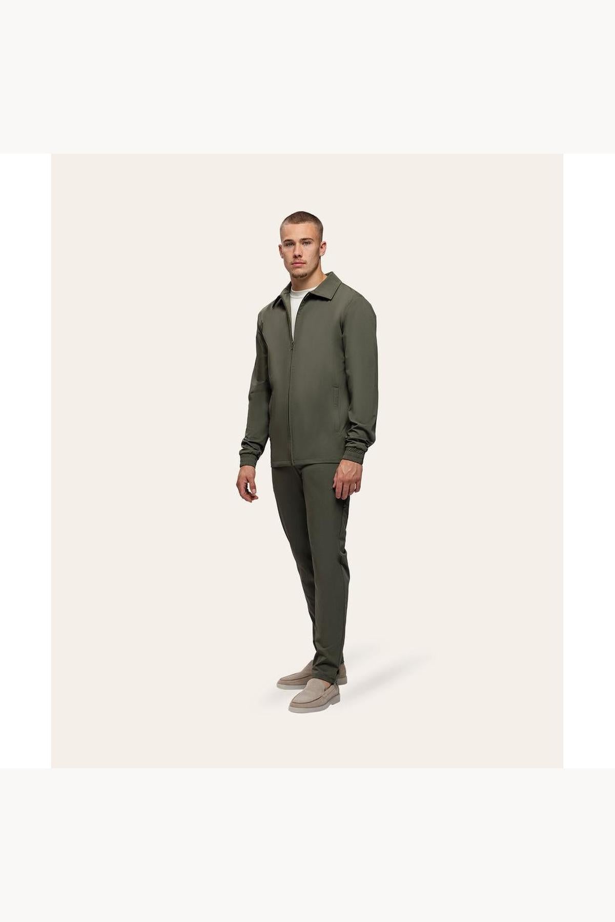 Tracksuit Jacket with Collar Olive