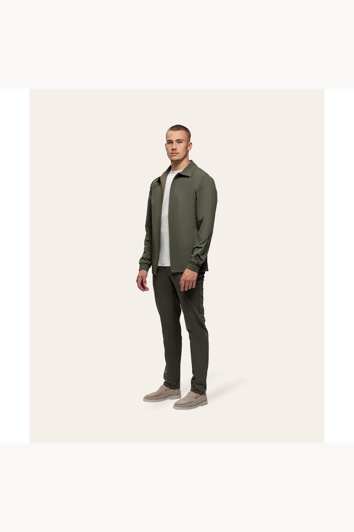 Tracksuit Jacket with Collar Olive