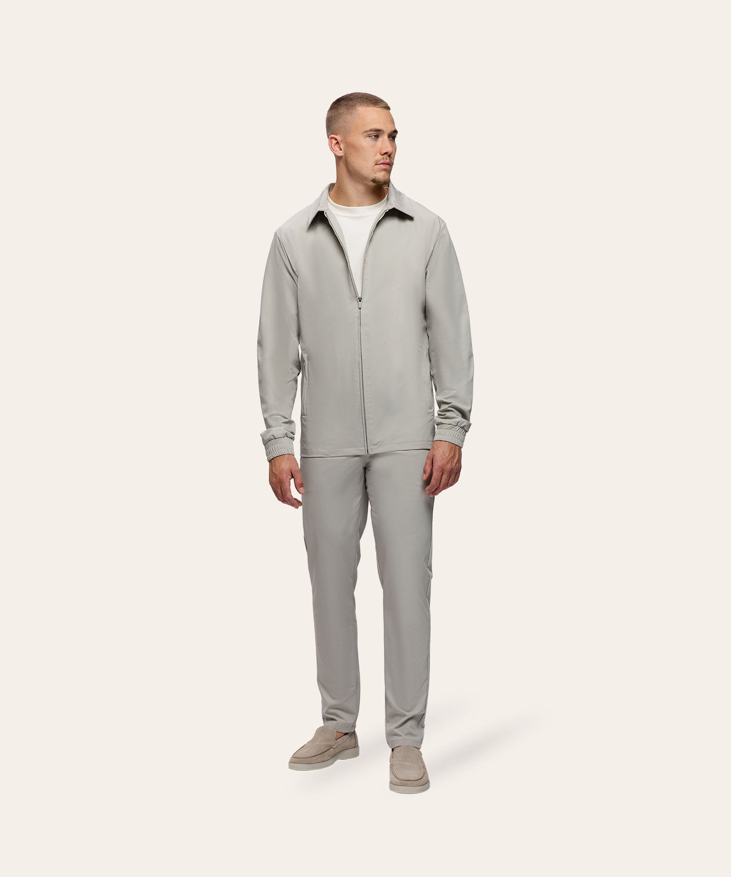 Tracksuit Jacket with Collar Sand