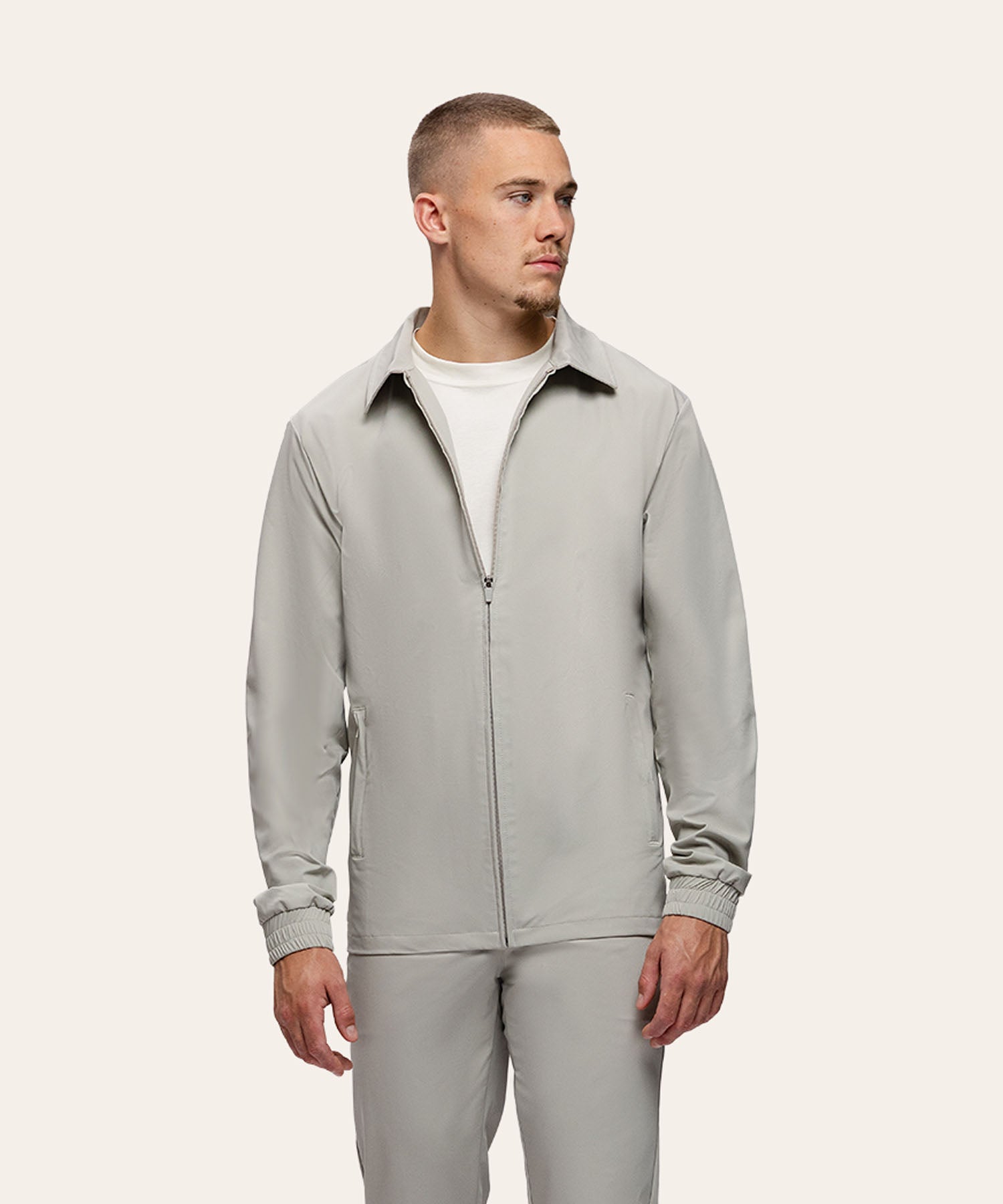 Tracksuit Jacket with Collar Sand