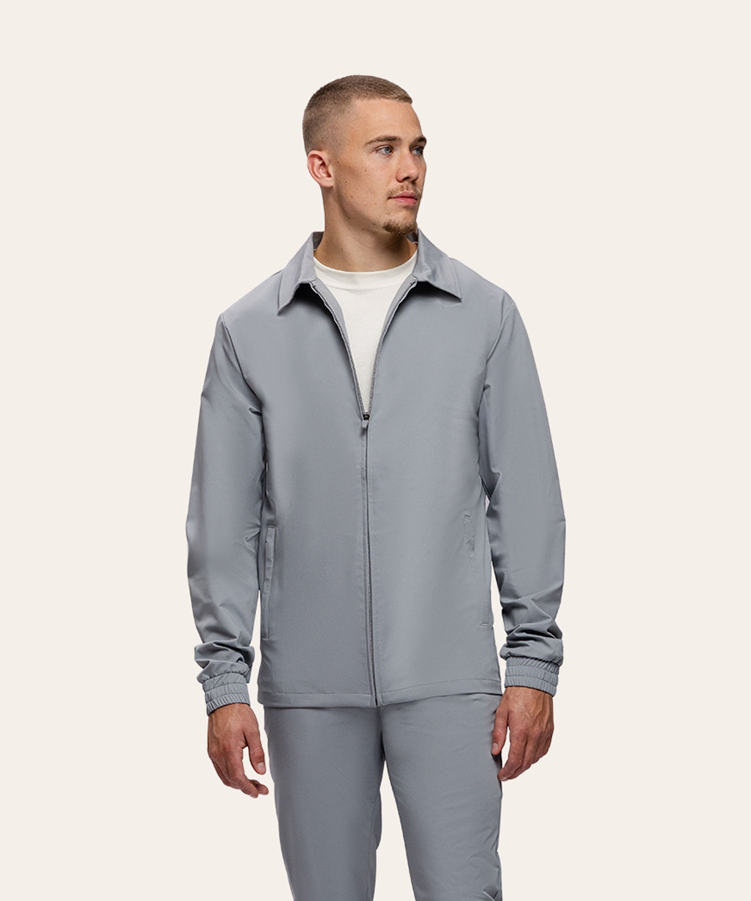 Tracksuit Jacket with CollarLight Grey