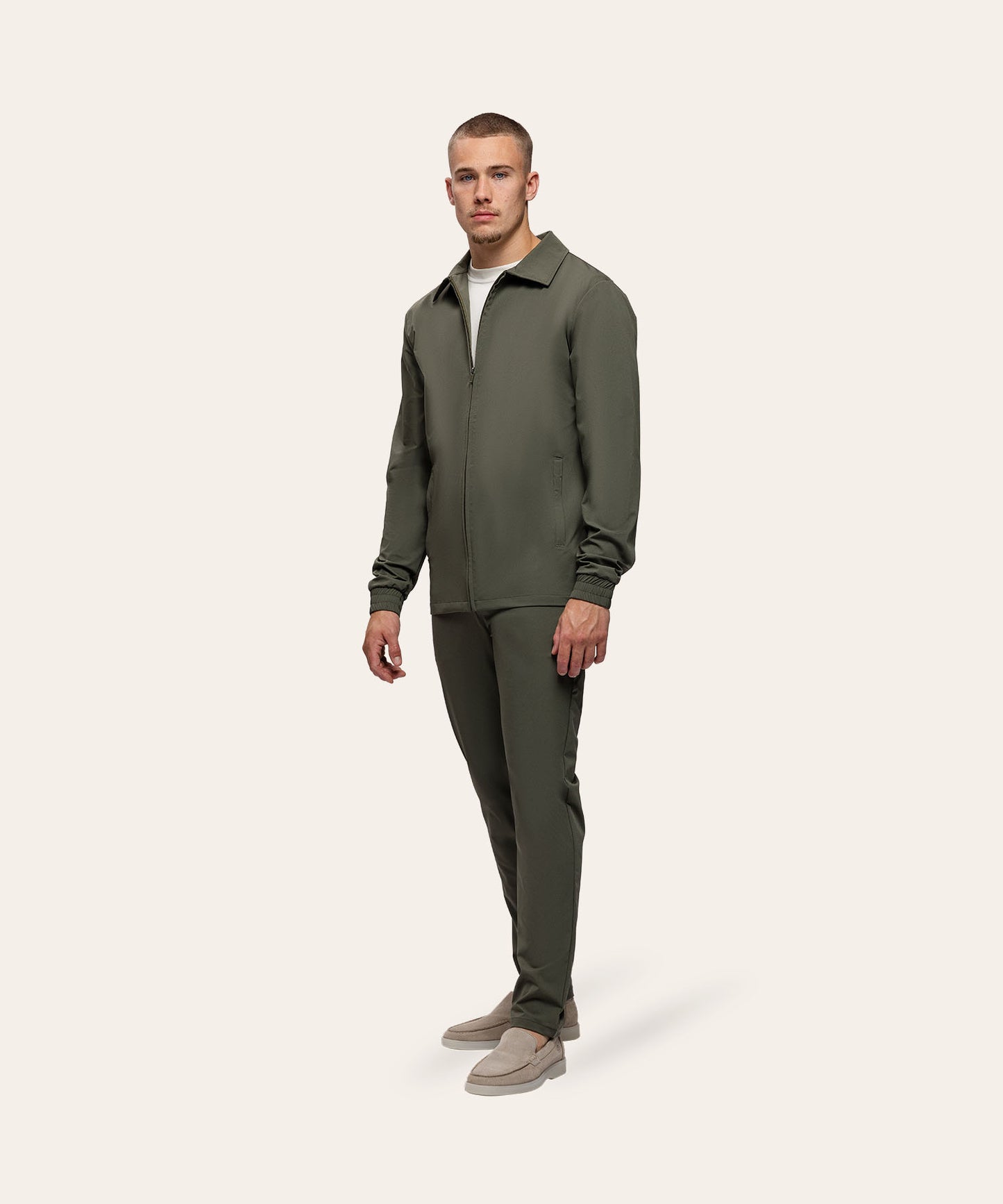 Tracksuit Jacket with Collar Olive