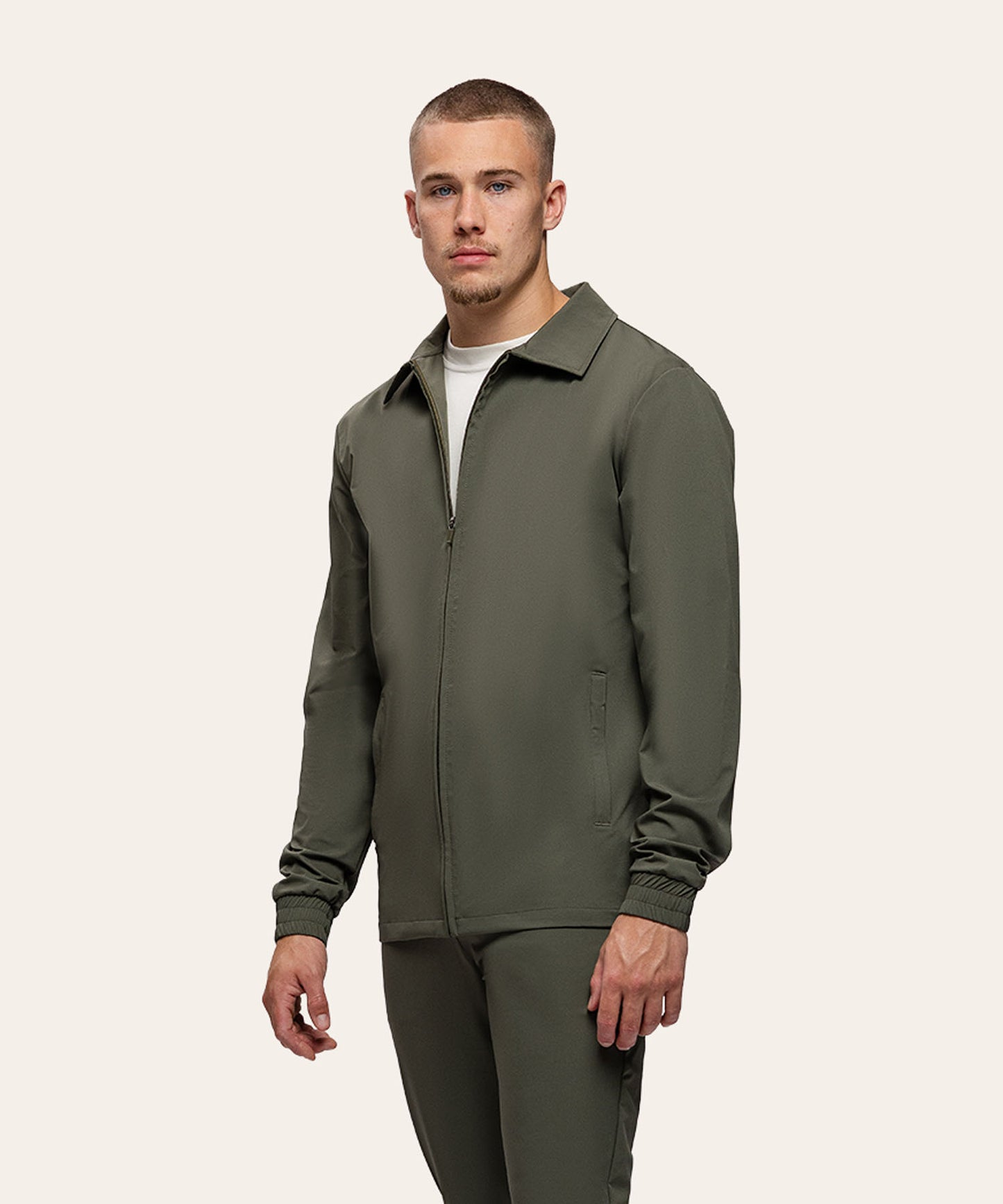 Tracksuit Jacket with Collar Olive