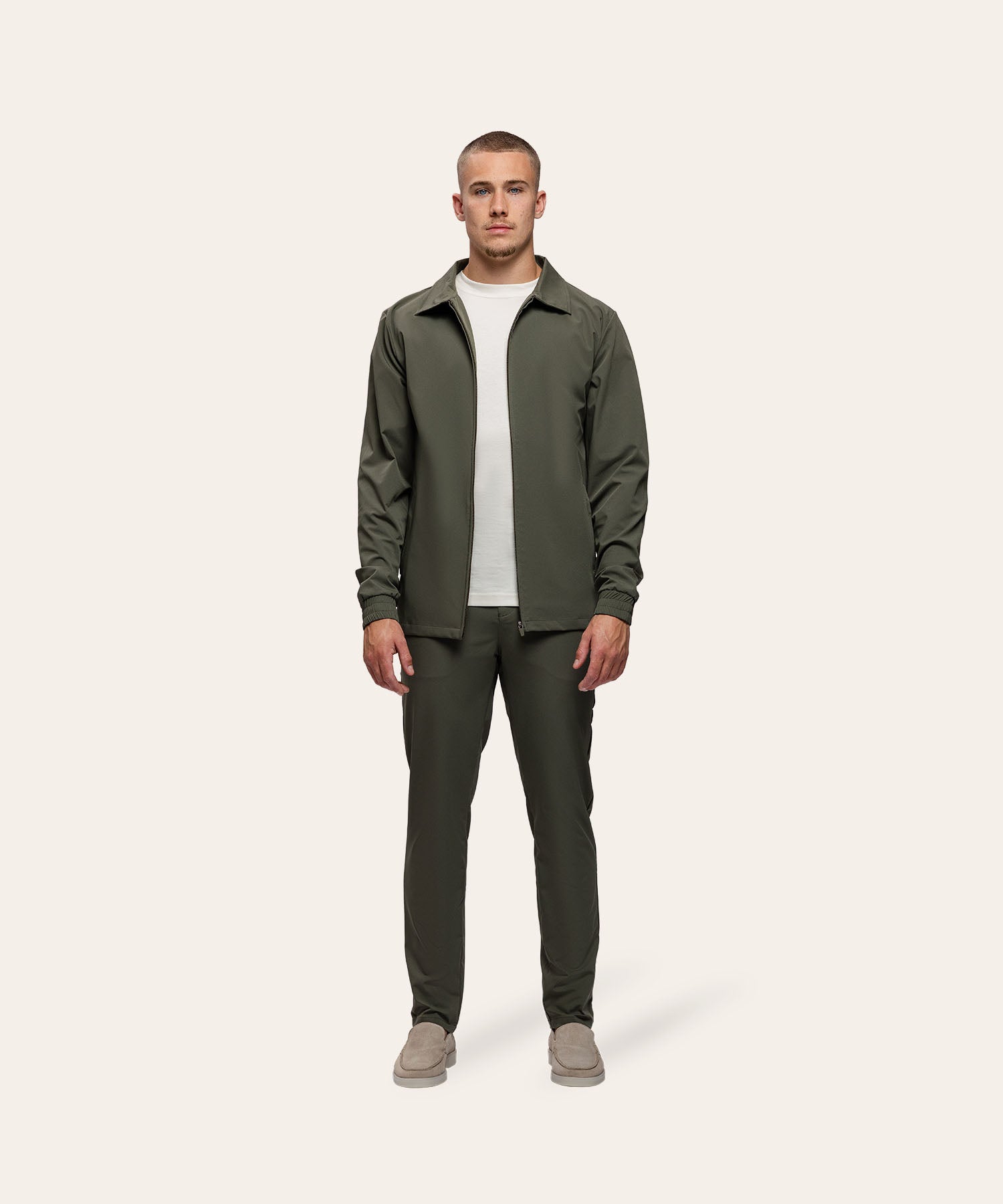 Tracksuit Jacket with Collar Olive