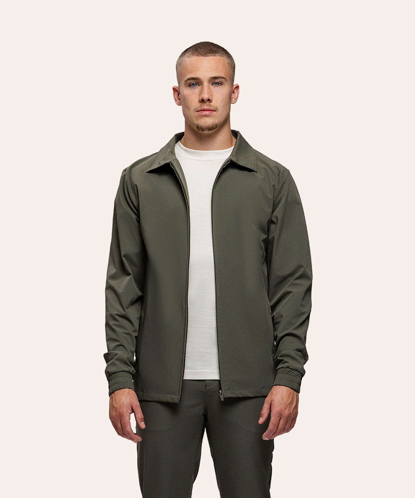 Tracksuit Jacket with Collar Olive