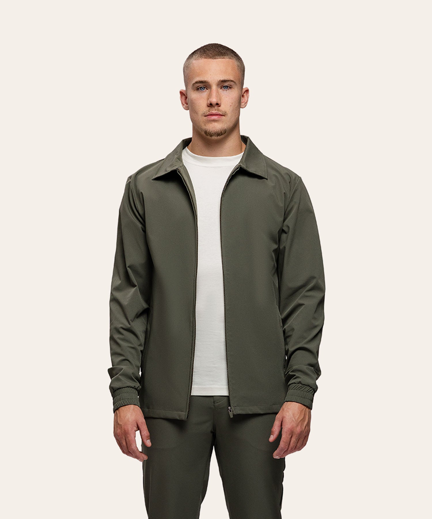 Tracksuit Jacket with Collar Olive