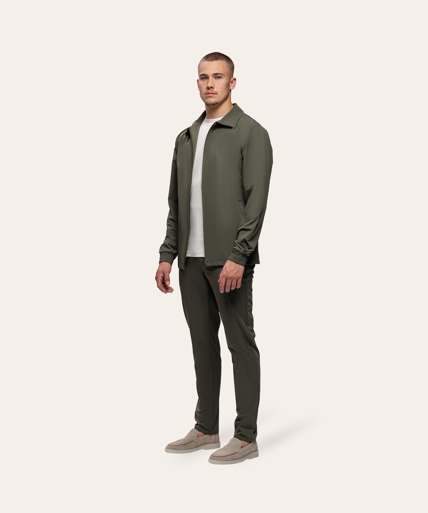 Tracksuit Jacket with Collar Olive