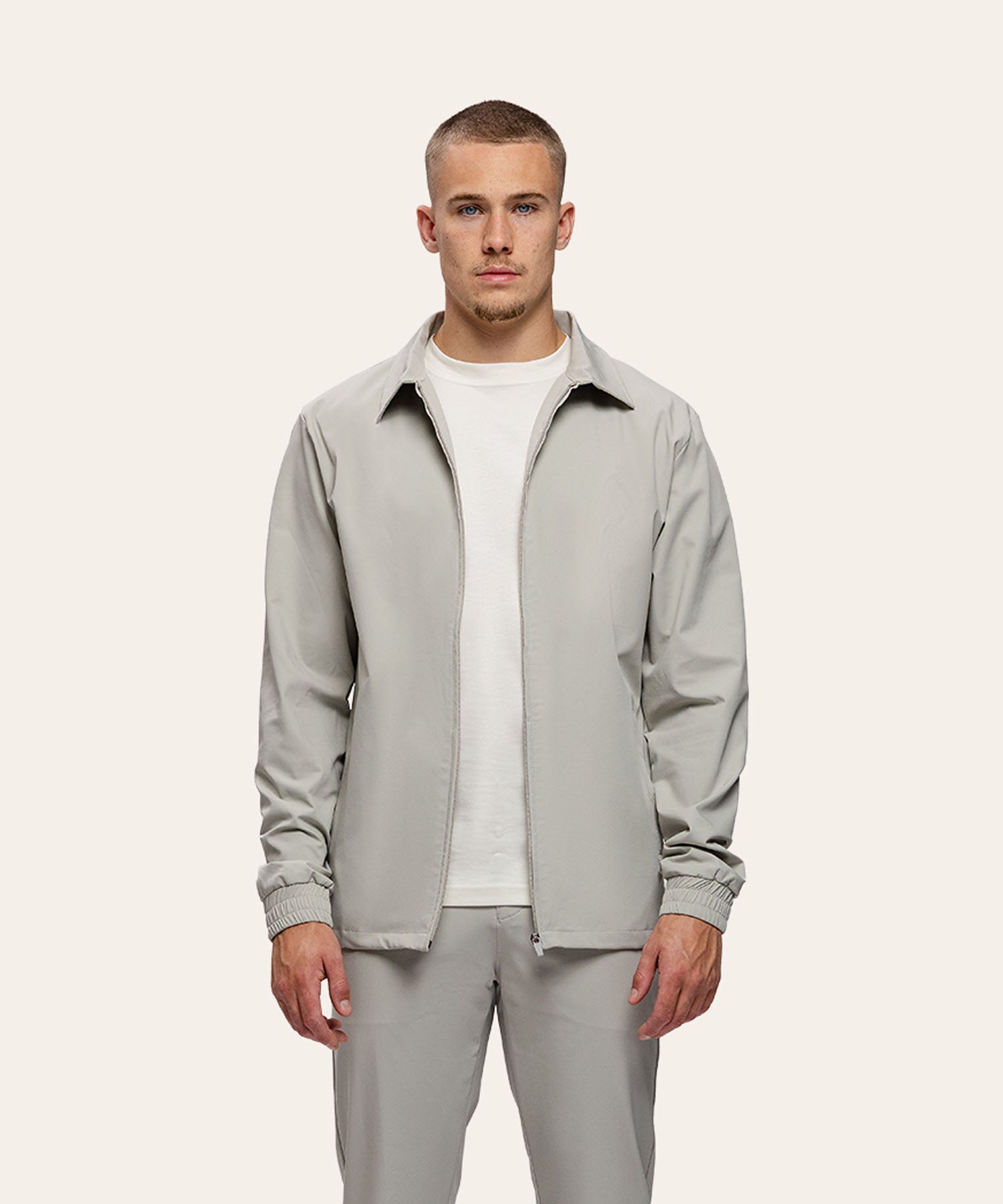 Tracksuit Jacket with Collar Sand
