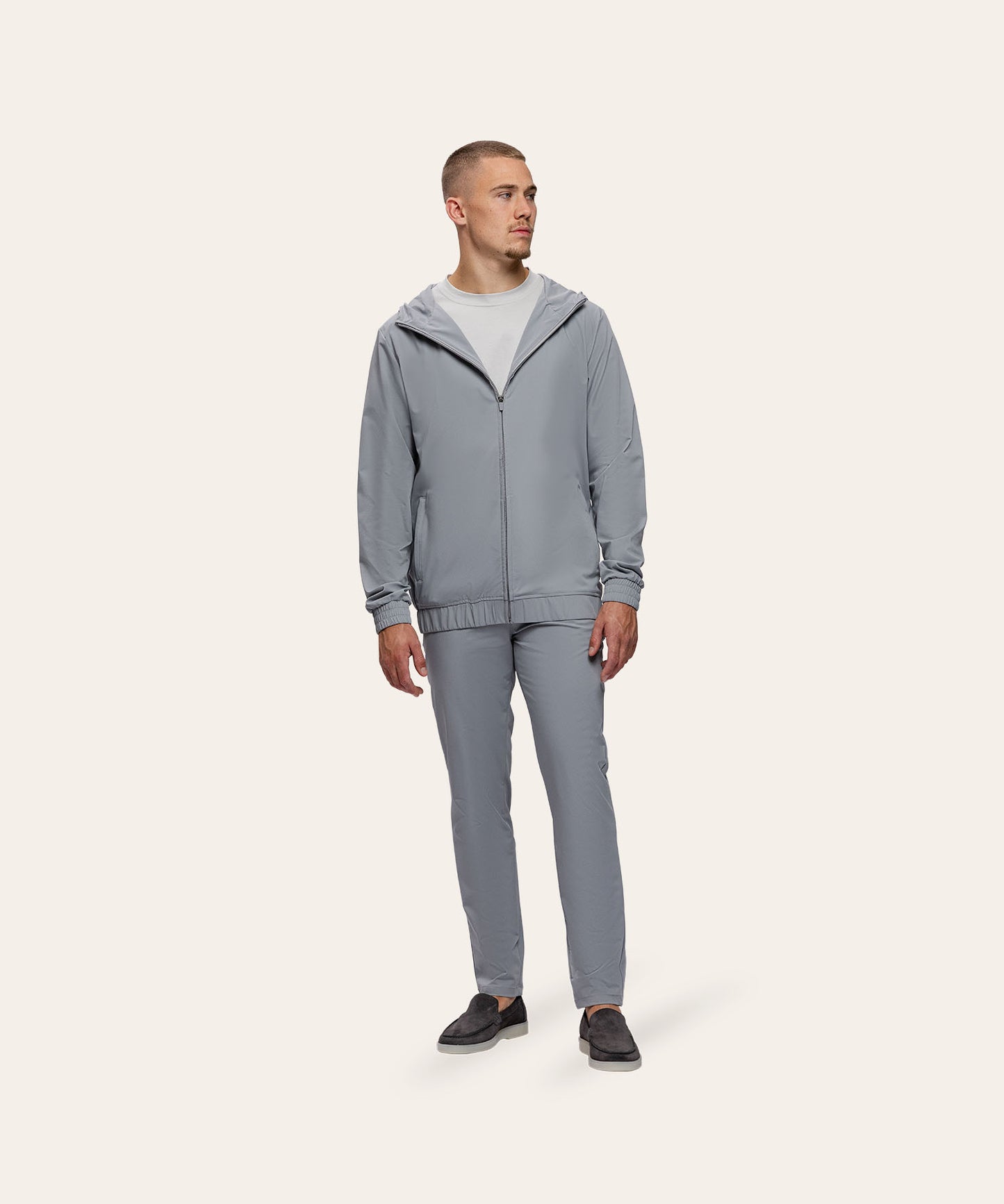 Tracksuit Jacket with Hood Light Grey