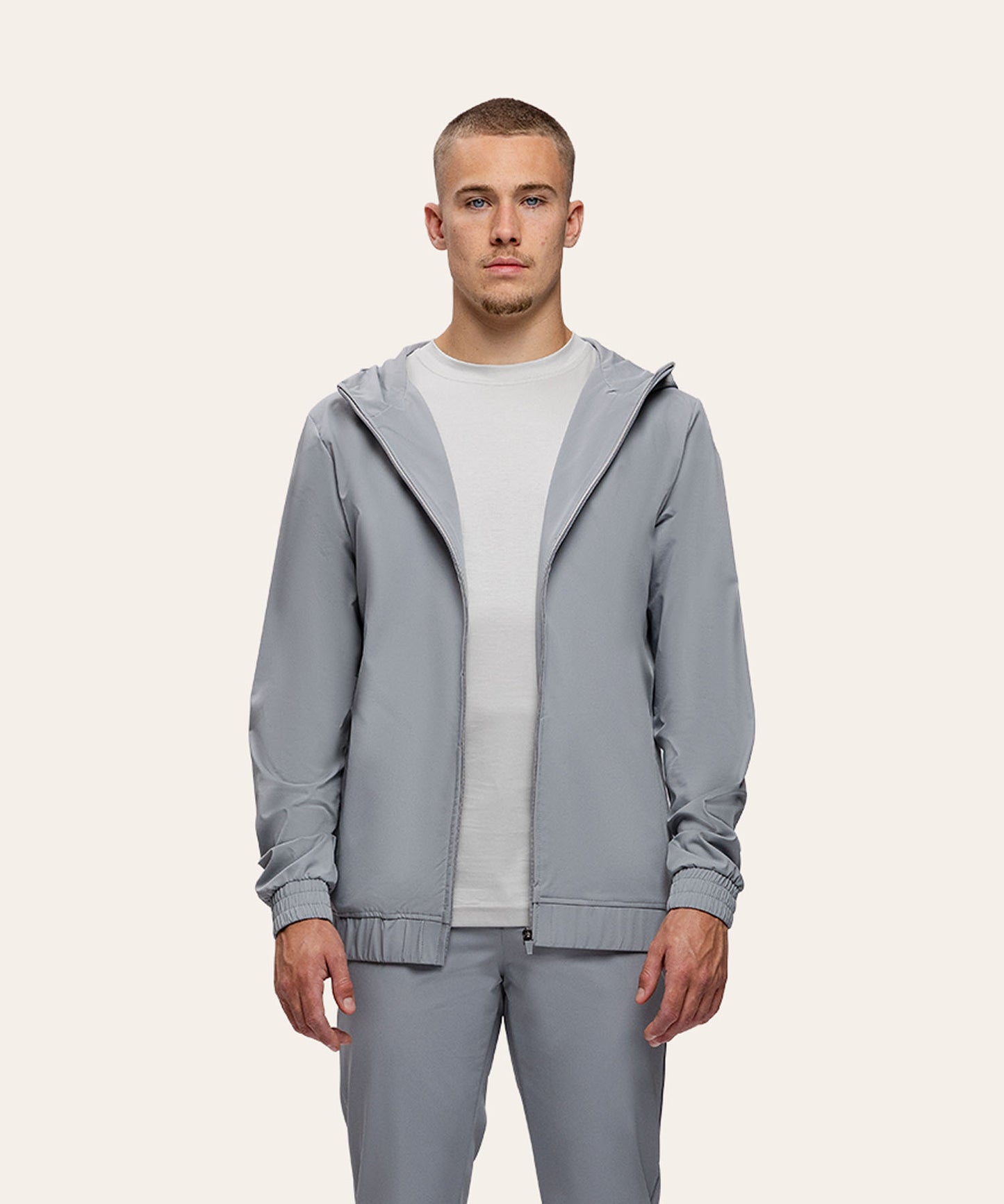 Tracksuit Jacket with Hood Light Grey