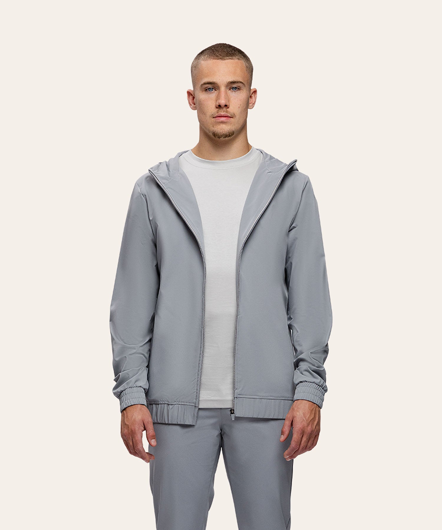 Tracksuit Jacket with Hood Light Grey