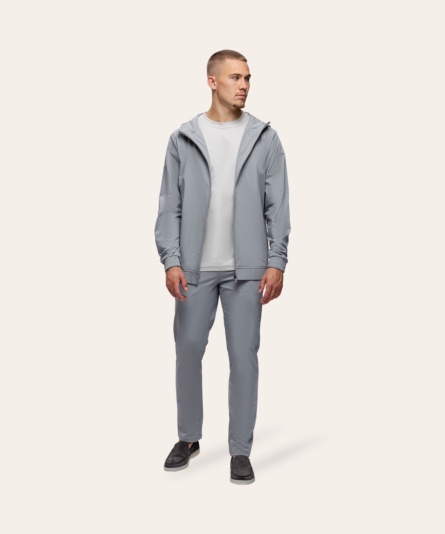 Tracksuit Jacket with Hood Light Grey