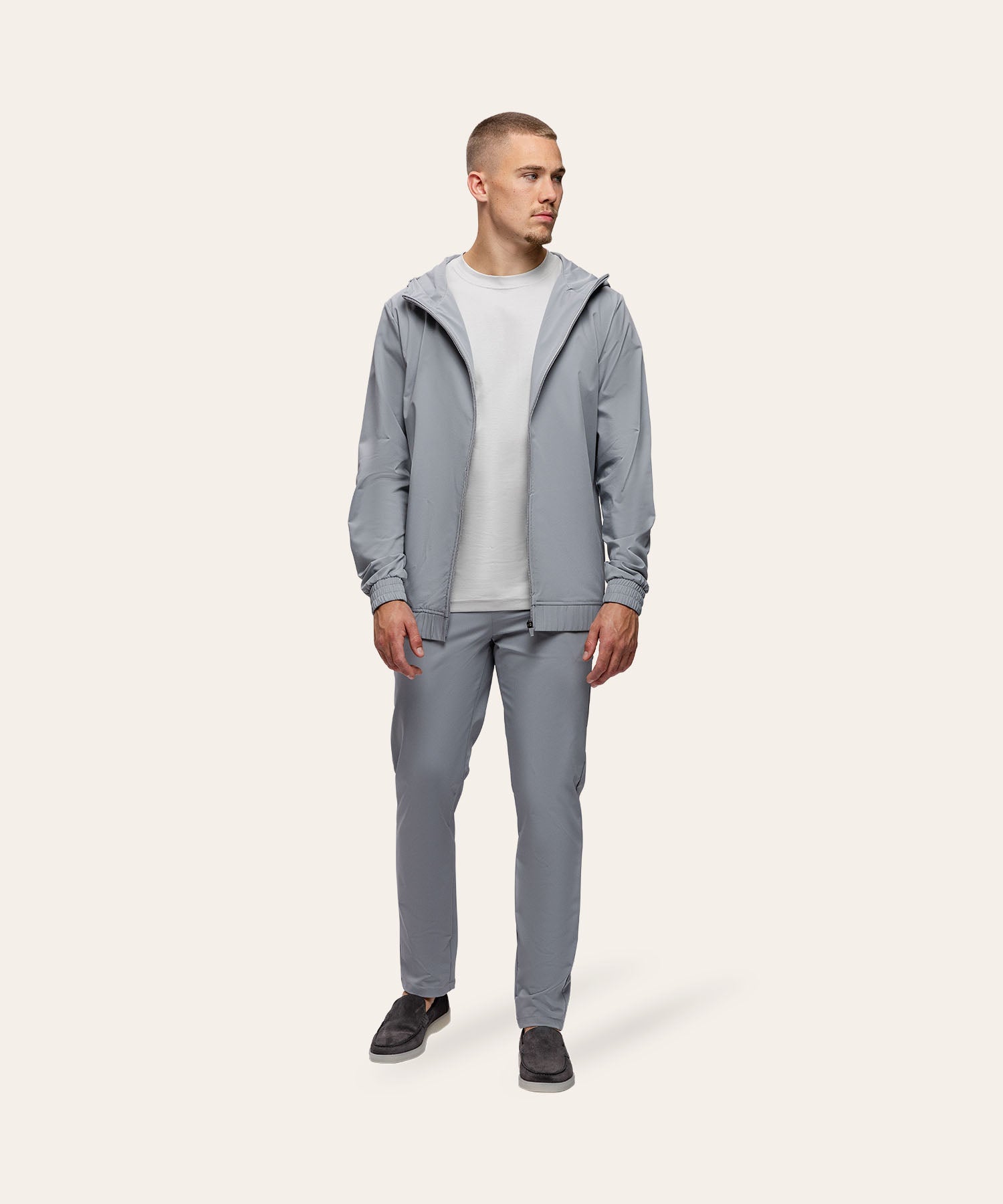 Tracksuit Jacket with Hood Light Grey