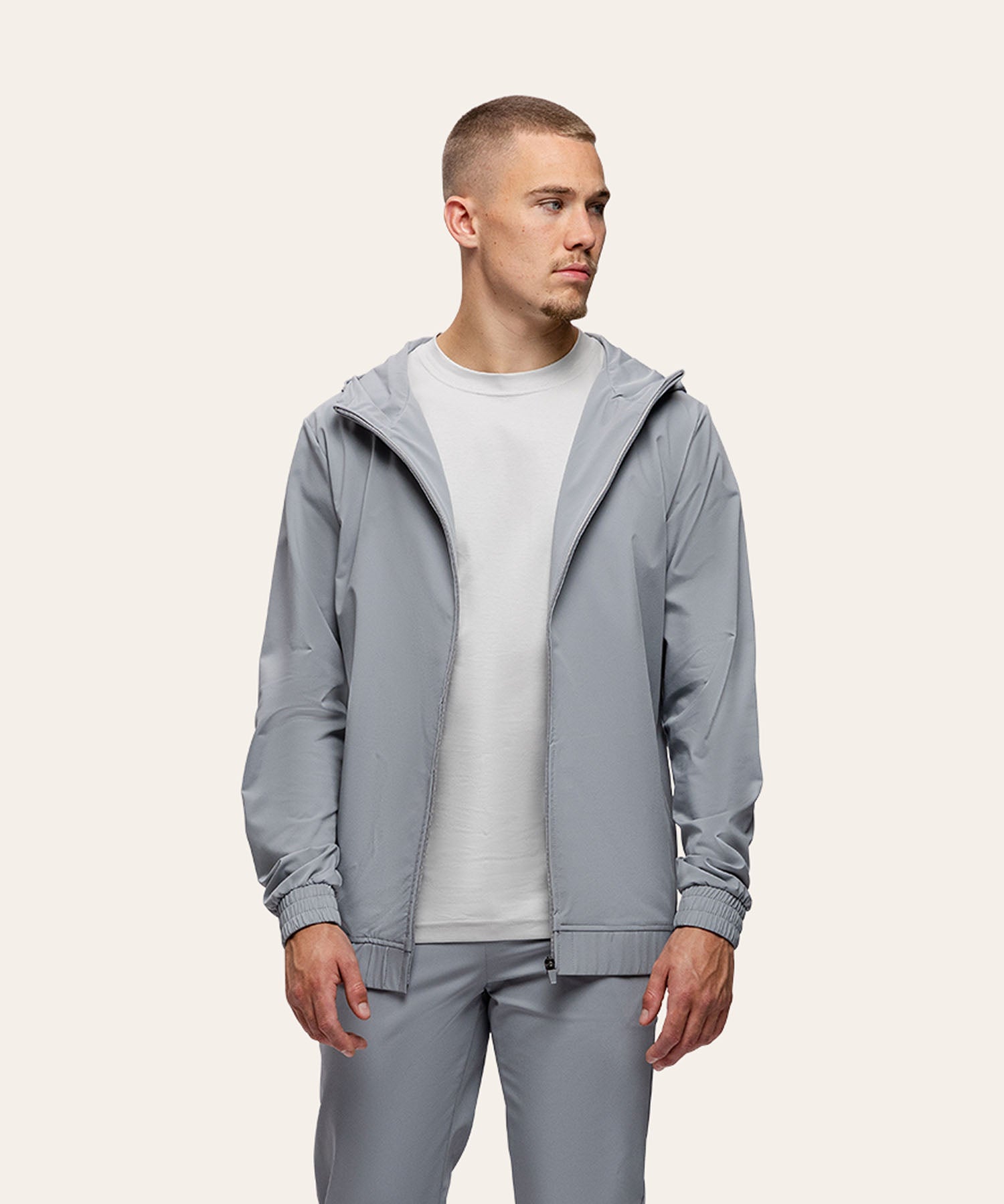 Tracksuit Jacket with Hood Light Grey