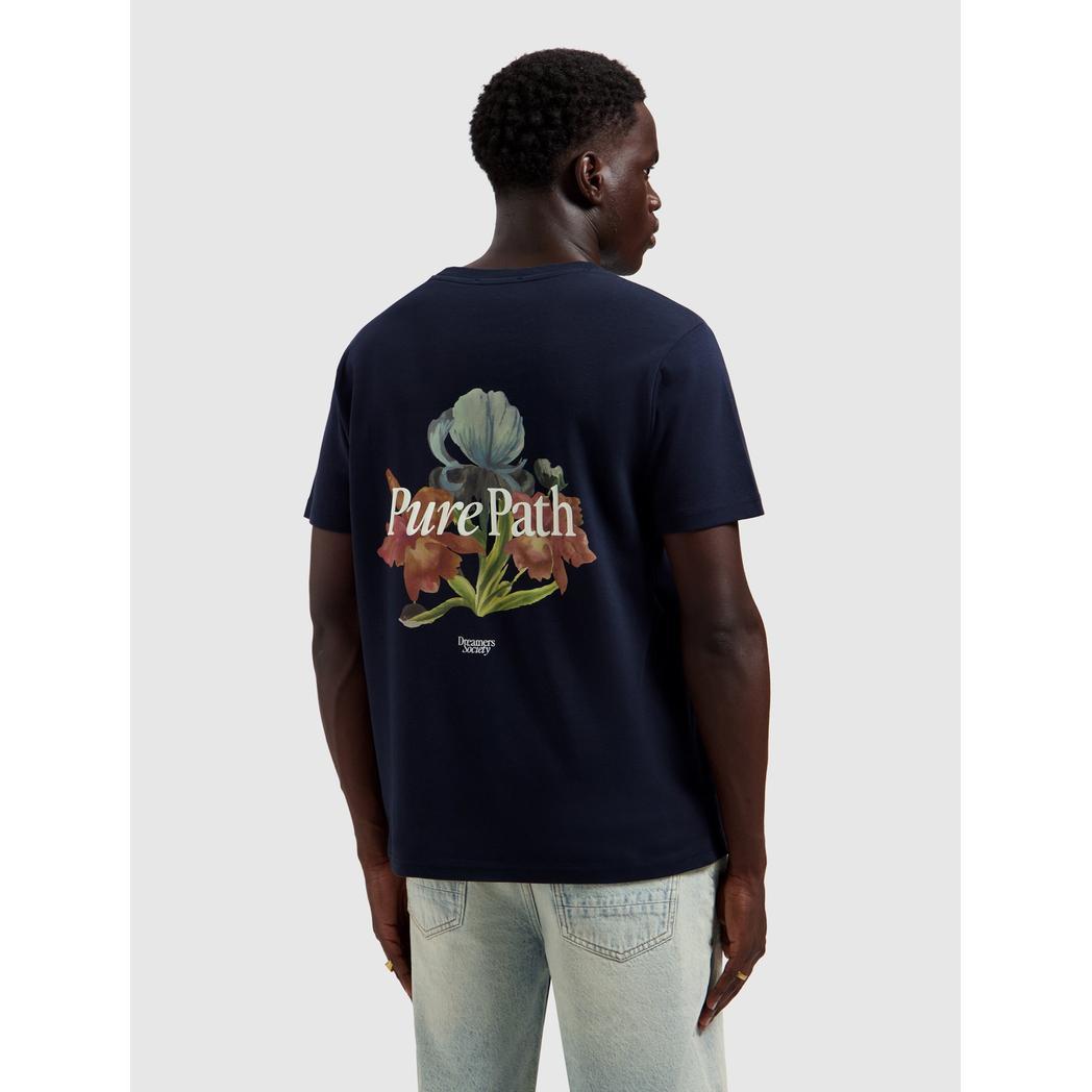 Trio of Flowers T-shirt Dark Navy-Pure Path-Mansion Clothing