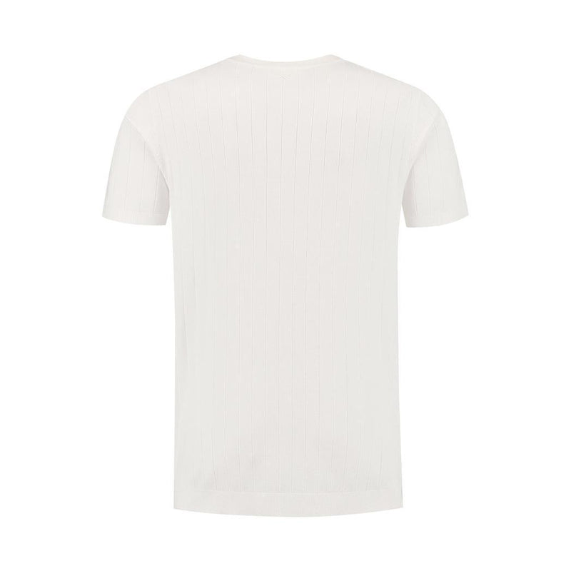 Vertical Striped Knitwear T-shirt Off White-Pure Path-Mansion Clothing