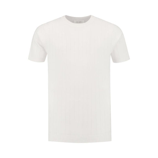 Vertical Striped Knitwear T-shirt Off White-Pure Path-Mansion Clothing