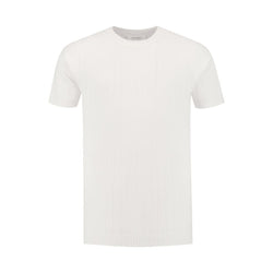 Vertical Striped Knitwear T-shirt Off White-Pure Path-Mansion Clothing