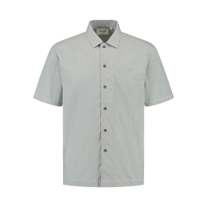 Vertical Striped Shortsleeve Shirt - Blue