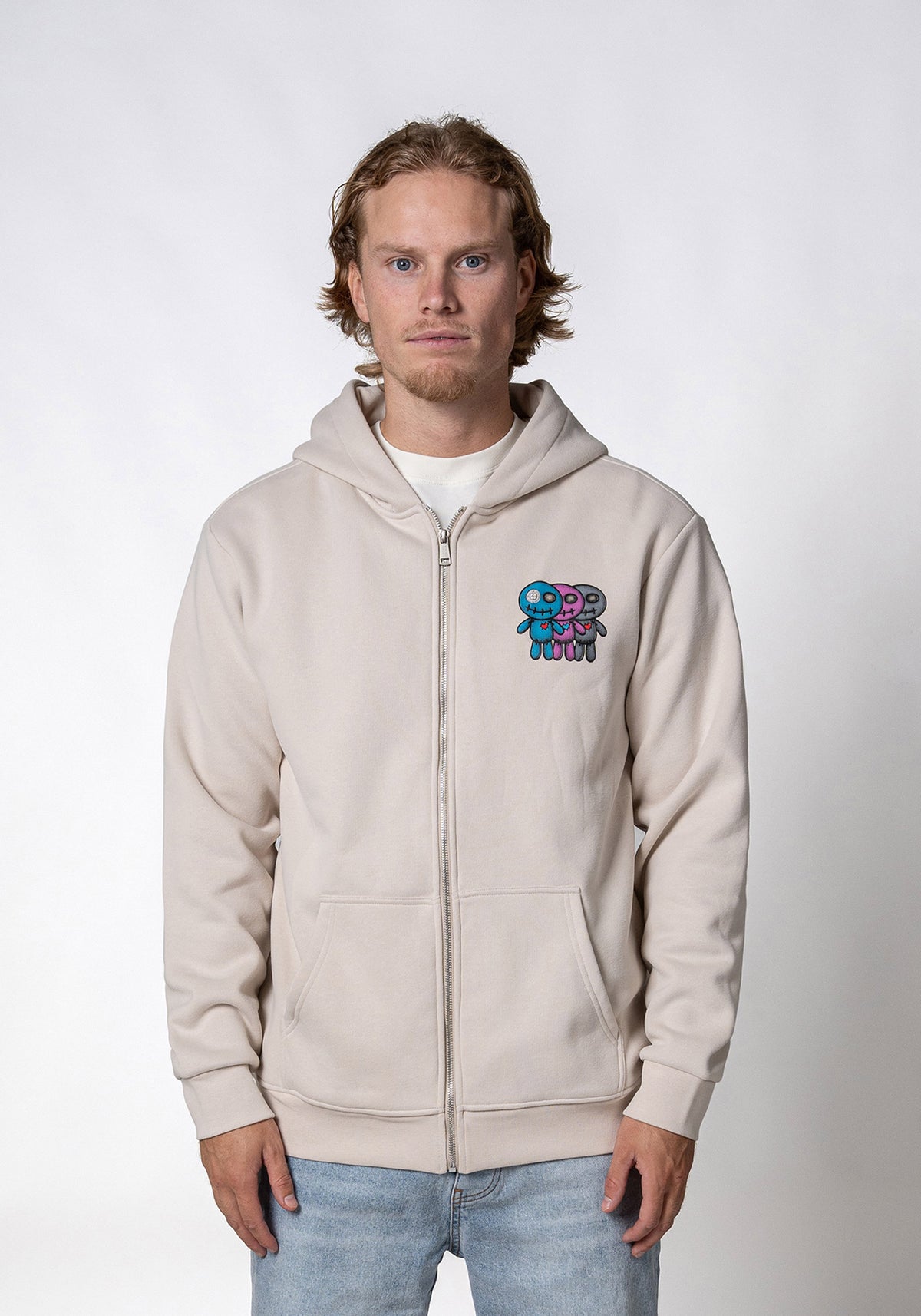 Juba Zipped Hoodie Light Grey