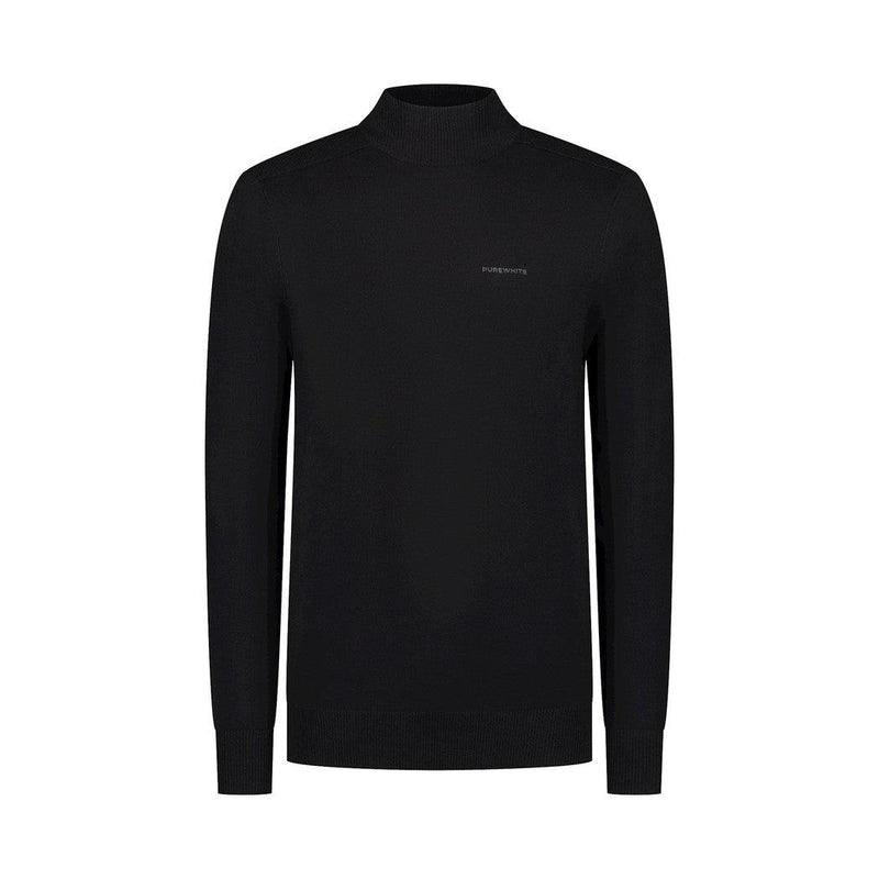 Waffle Knit Mockneck Sweater-Purewhite-Mansion Clothing