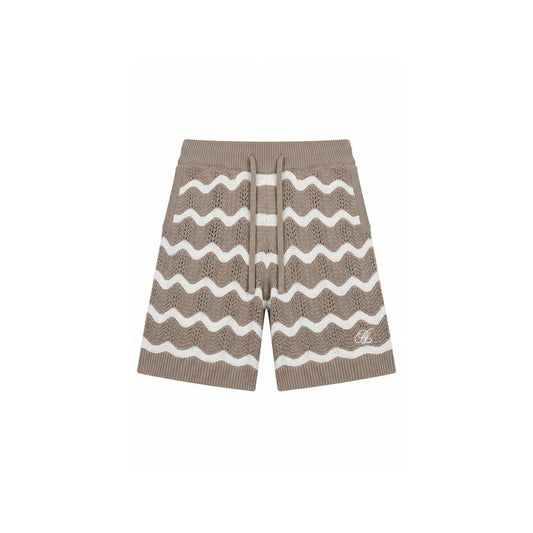 Wavy Crochet Knitted Shorts Taupe