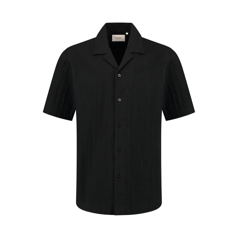 Wrinkled Short Sleeve Shirt - Black