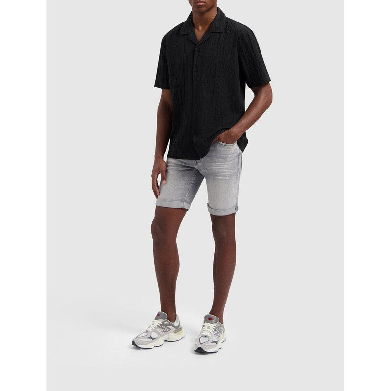Wrinkled Short Sleeve Shirt - Black