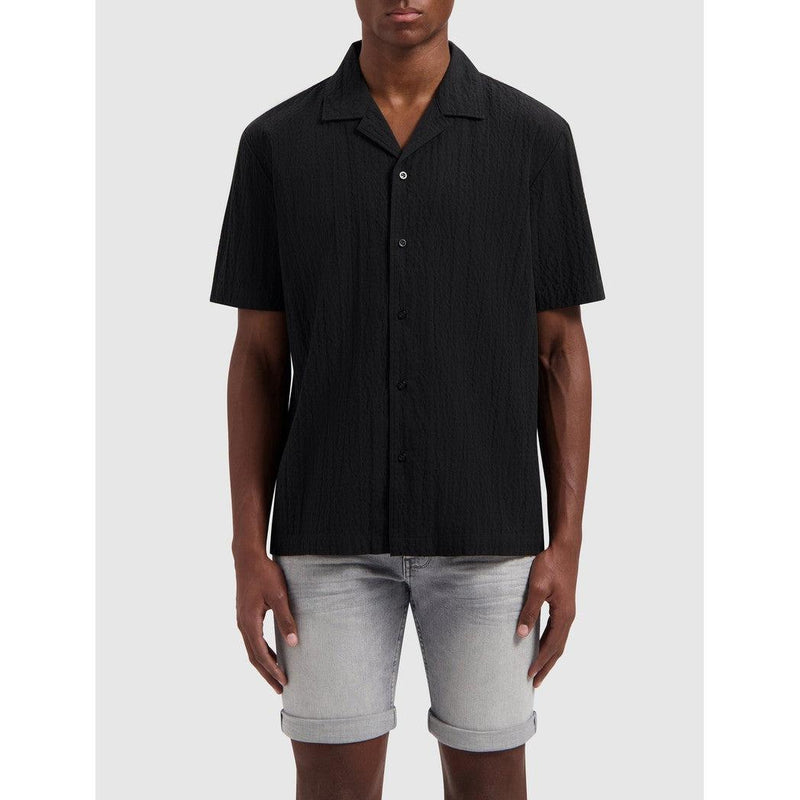 Wrinkled Short Sleeve Shirt - Black
