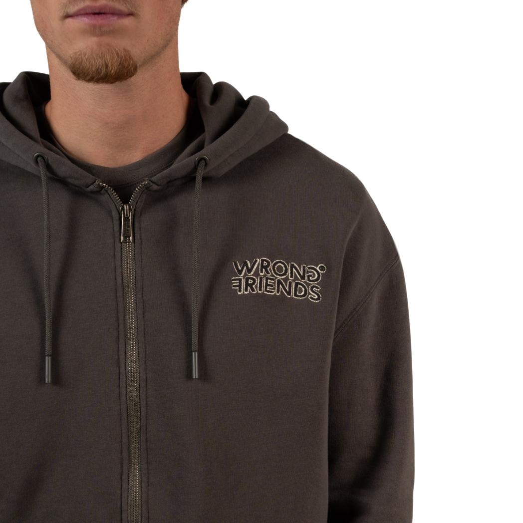 Wrong Friends Oxford Zipped Hoodie WF1201 Grey-wrong friends-Mansion Clothing