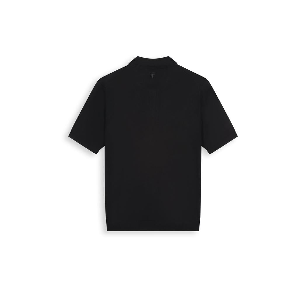 Zip Knitted Polo Black