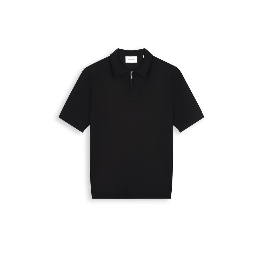 Zip Knitted Polo Black