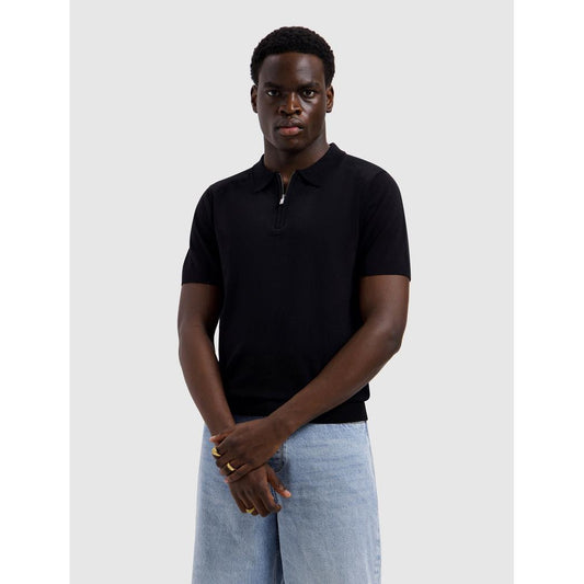 Zip Knitted Polo Black-Pure Path-Mansion Clothing