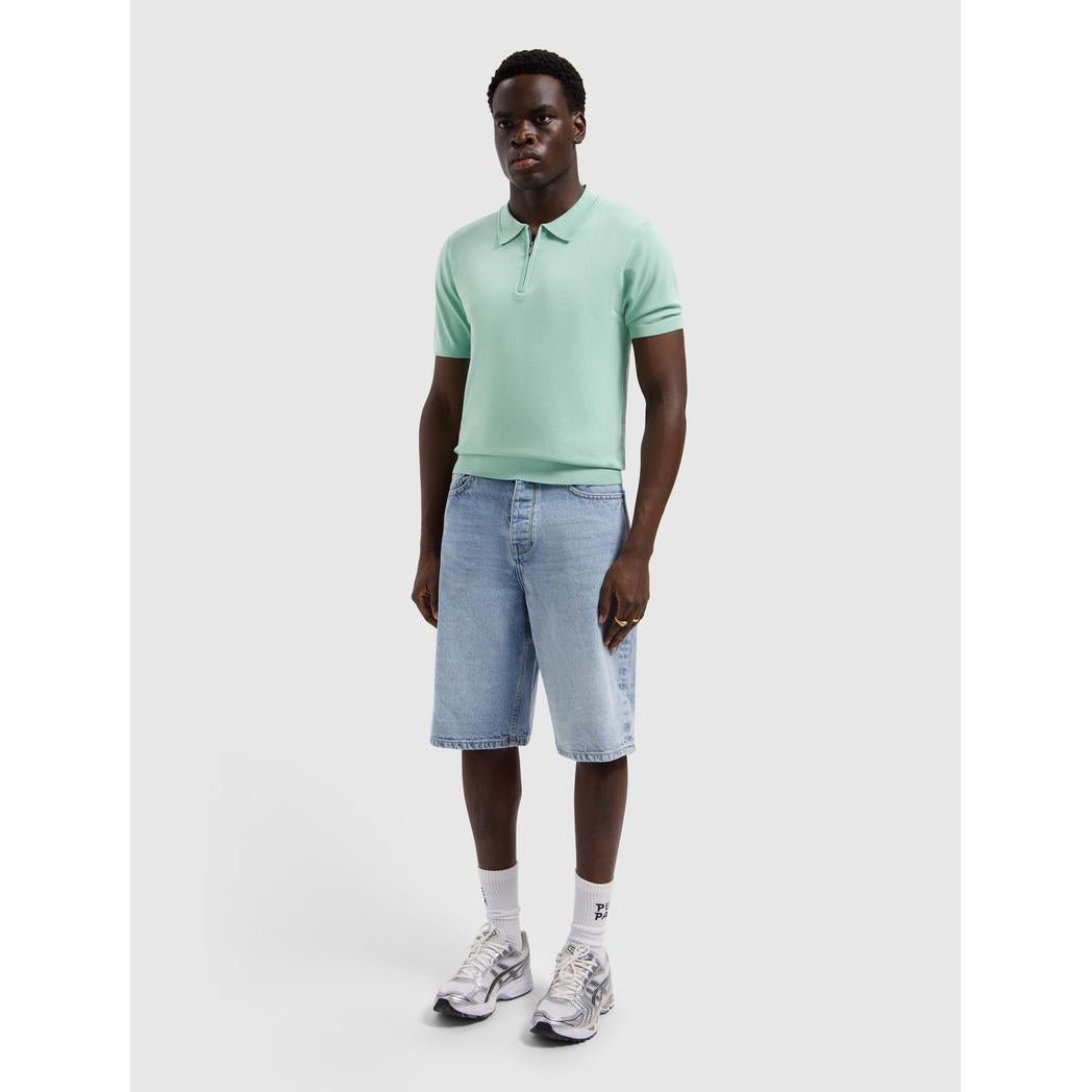 Zip Knitted Polo Mint-Pure Path-Mansion Clothing