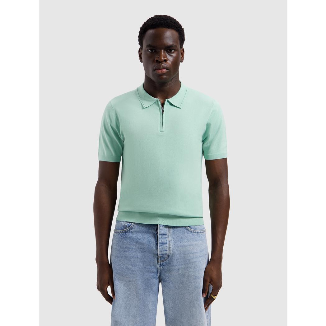 Zip Knitted Polo Mint-Pure Path-Mansion Clothing