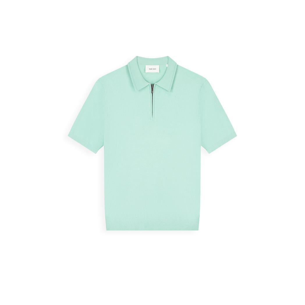 Zip Knitted Polo Mint-Pure Path-Mansion Clothing