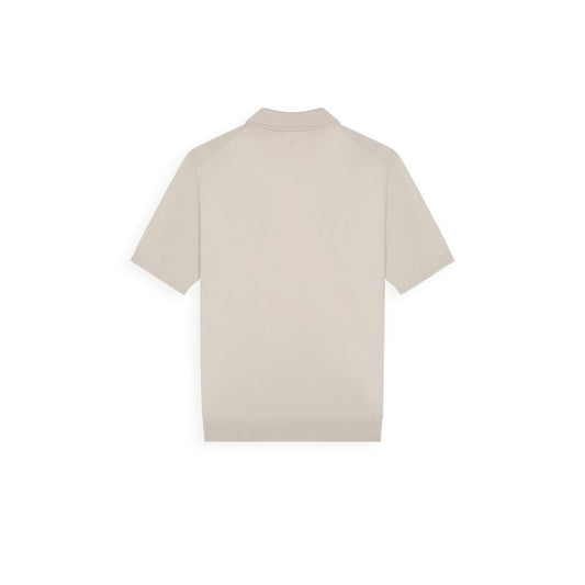 Zip Knitted Polo Sand-Pure Path-Mansion Clothing