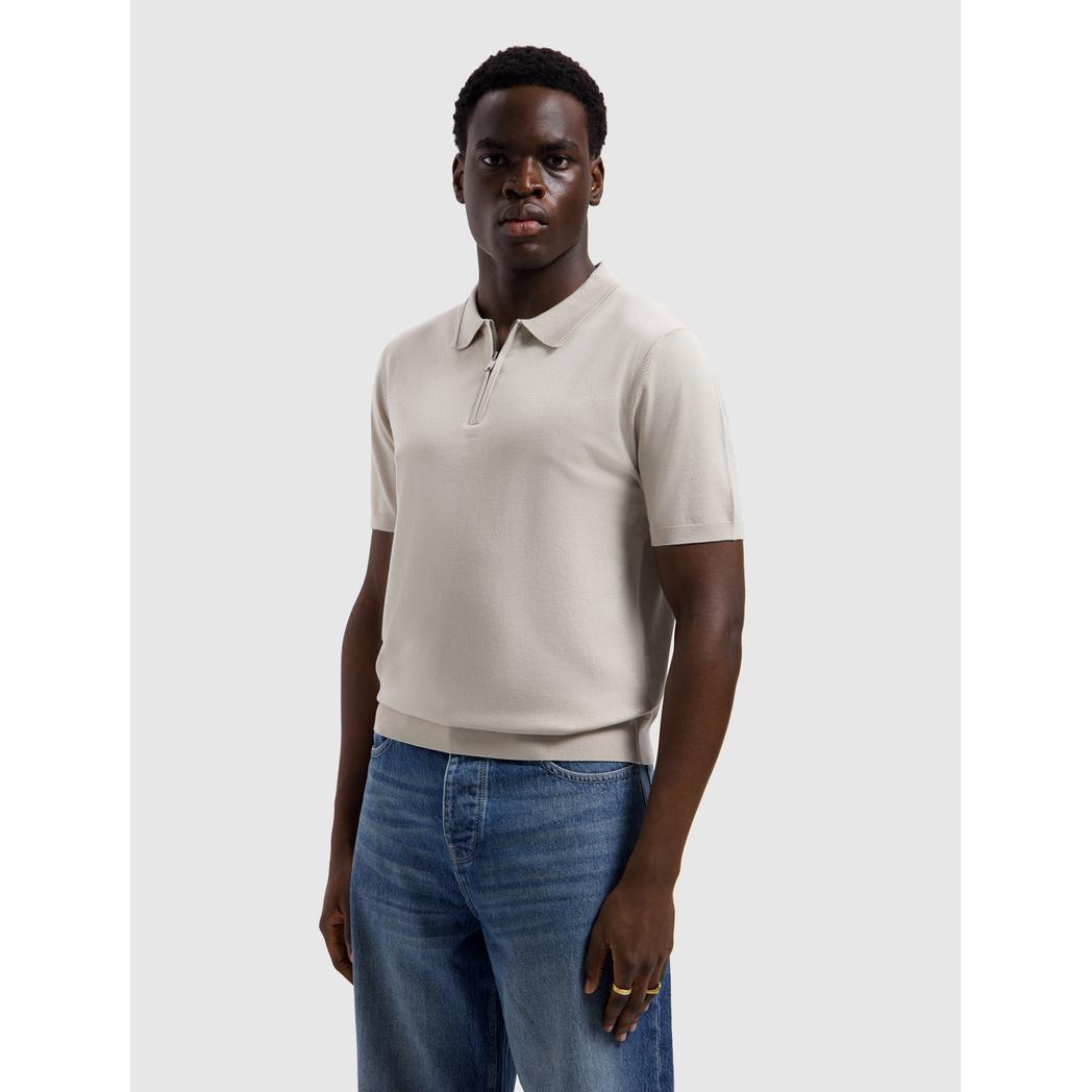 Zip Knitted Polo Sand