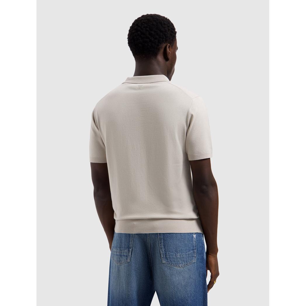 Zip Knitted Polo Sand