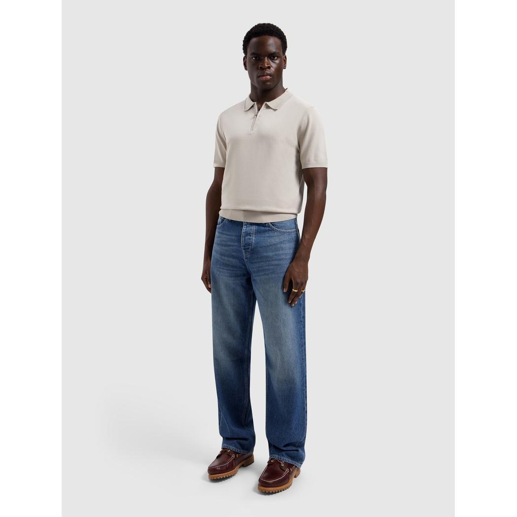 Zip Knitted Polo Sand