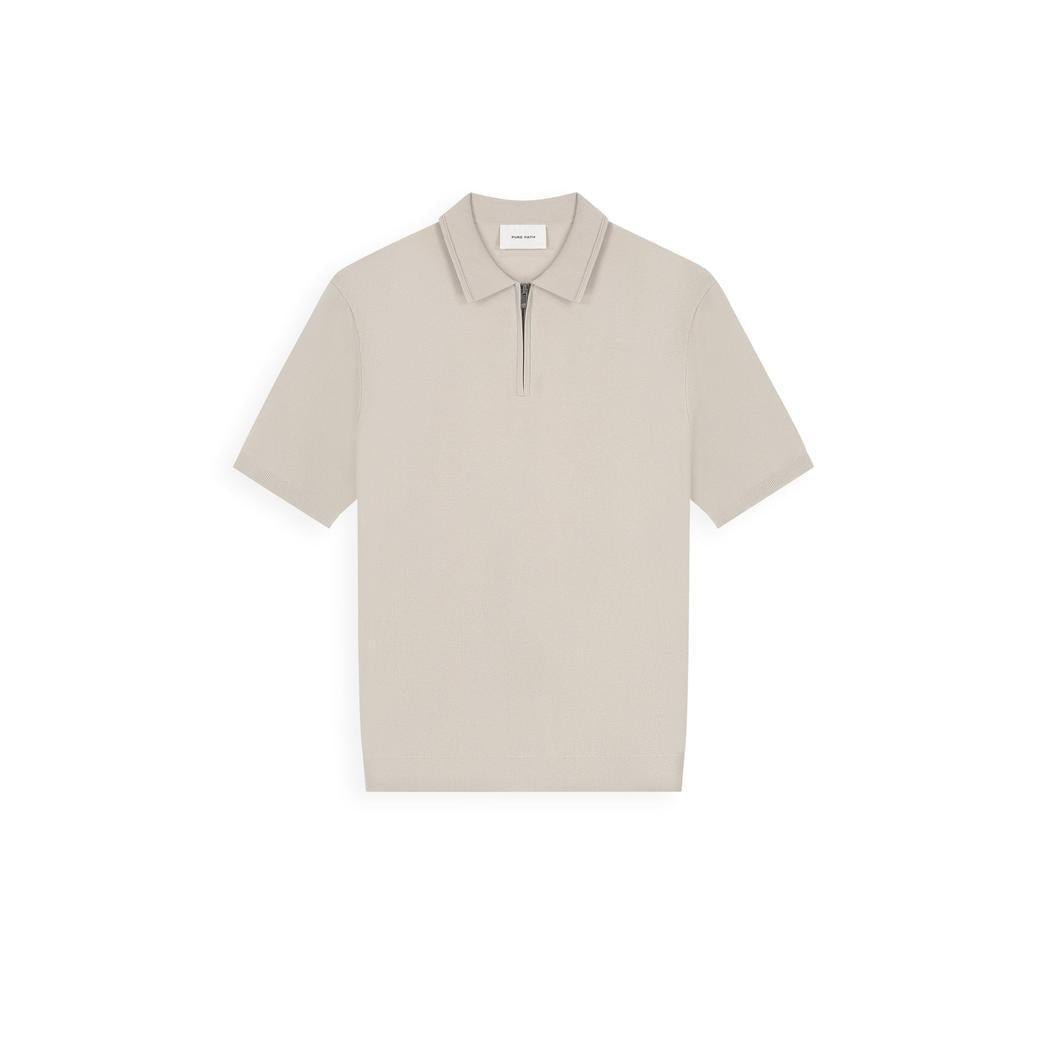 Zip Knitted Polo Sand