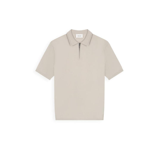 Zip Knitted Polo Sand-Pure Path-Mansion Clothing