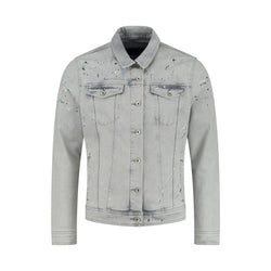 Paint Splattered Denim Jacket-Purewhite-Mansion Clothing