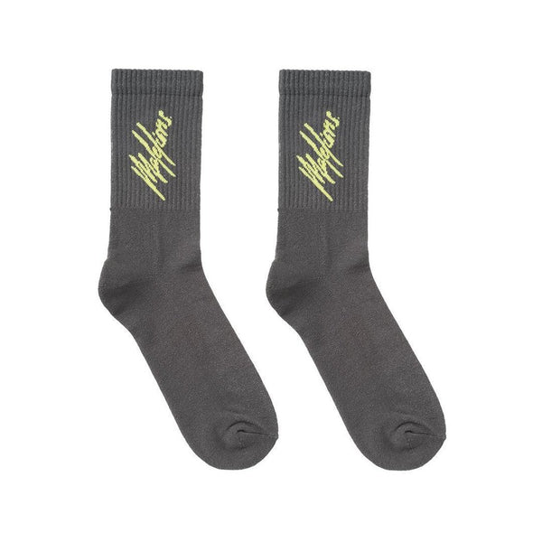 Socks 2-pack - Matt Grey - Neon Yellow