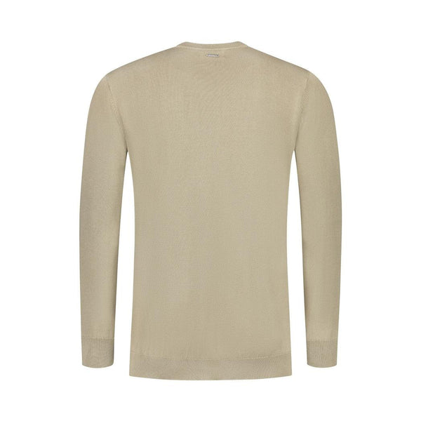 Tonal Triangle Long Sleeve Knit T-shirt-Purewhite-Mansion Clothing
