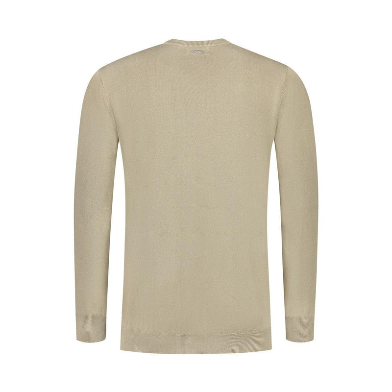 Tonal Triangle Long Sleeve Knit T-shirt-Purewhite-Mansion Clothing