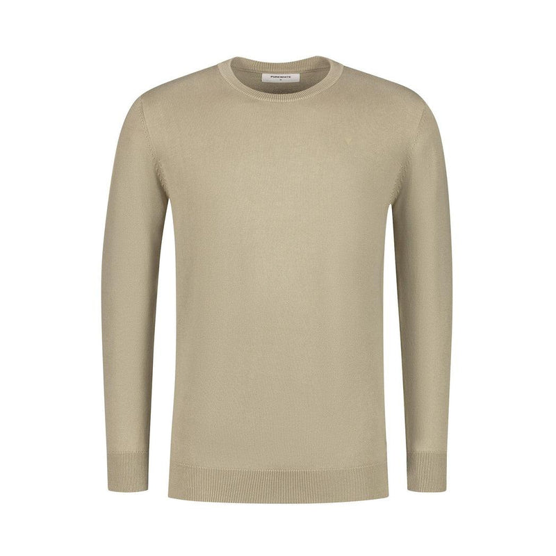 Tonal Triangle Long Sleeve Knit T-shirt-Purewhite-Mansion Clothing